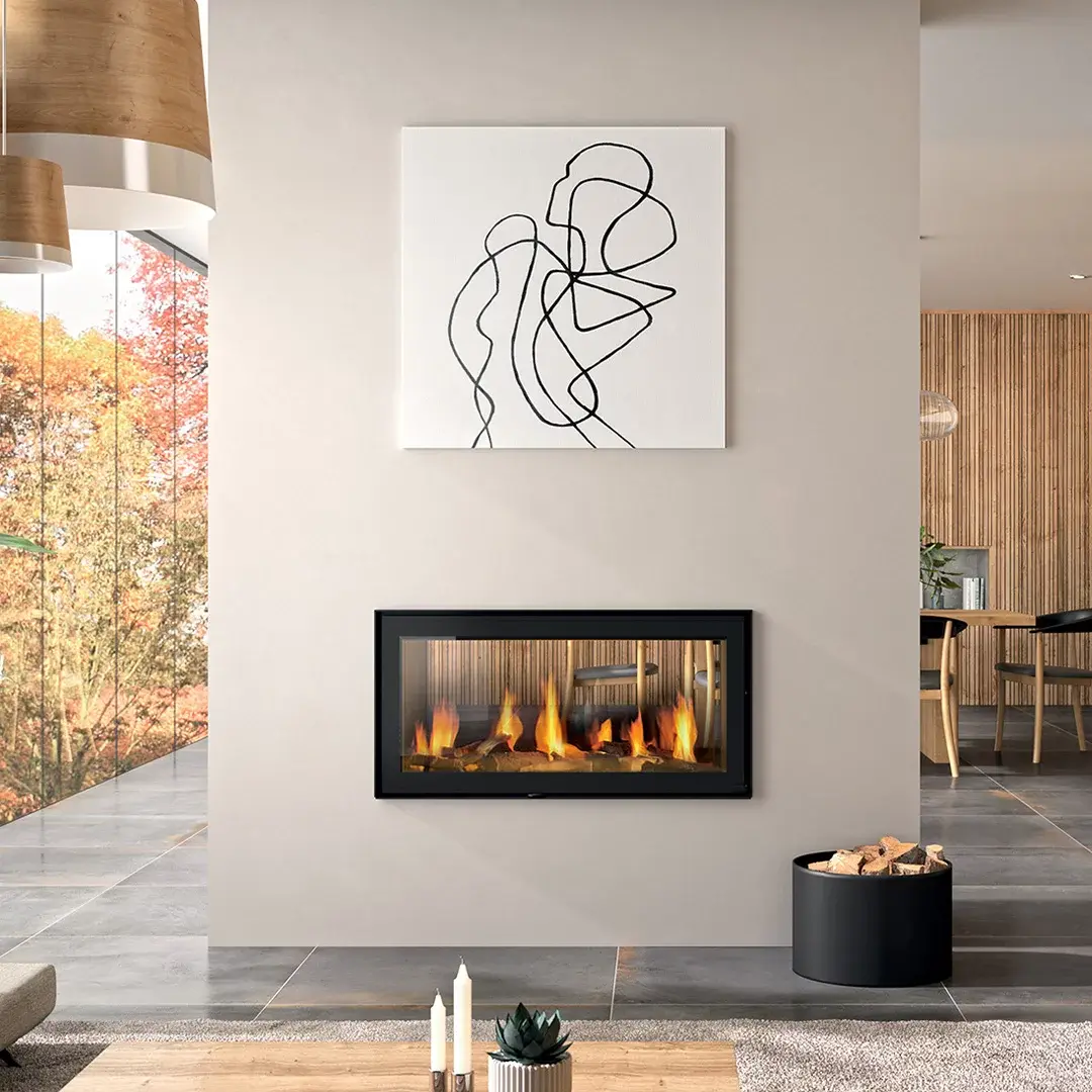 Insert à bois acier double face CLOUD 100 R DF HORIZON 12,5 kW