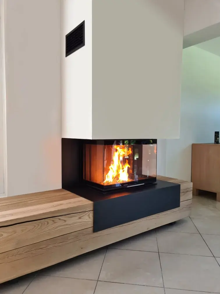 Insert à bois acier 3 vitres CLOUD 70 R 3V 11,5 kW